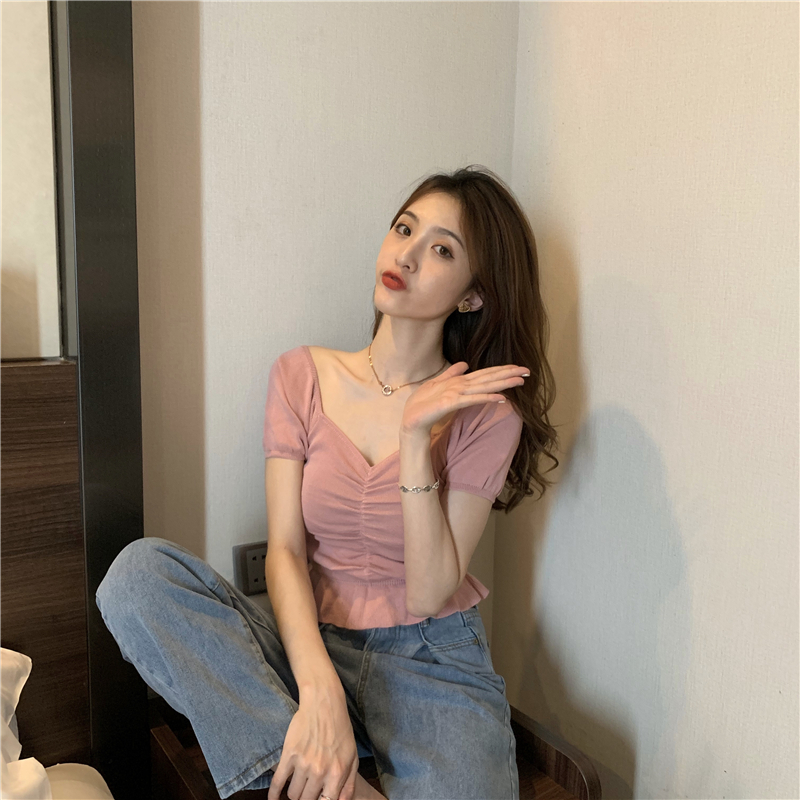 Áo Croptop Ngắn Tay Gợi Cảm Cho Nữ Kiểu Hàn Quốc 2021 | BigBuy360 - bigbuy360.vn