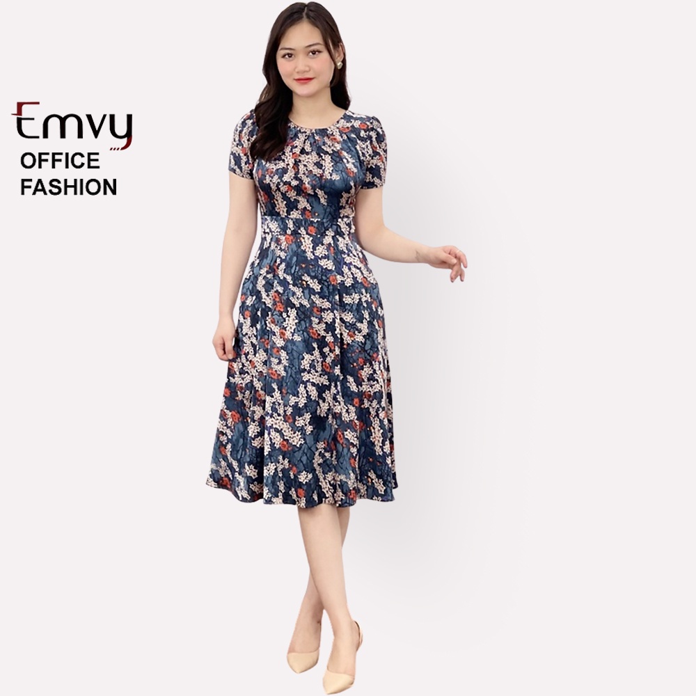 Đầm công sở thiết kế dáng xòe chất liệu lụa tằm ý cao cấp B57 Emvy
