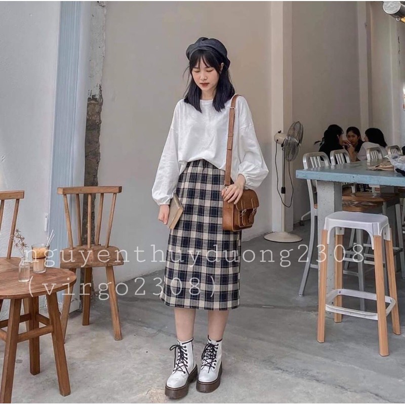 Chân váy dạ kẻ caro siêu xinh