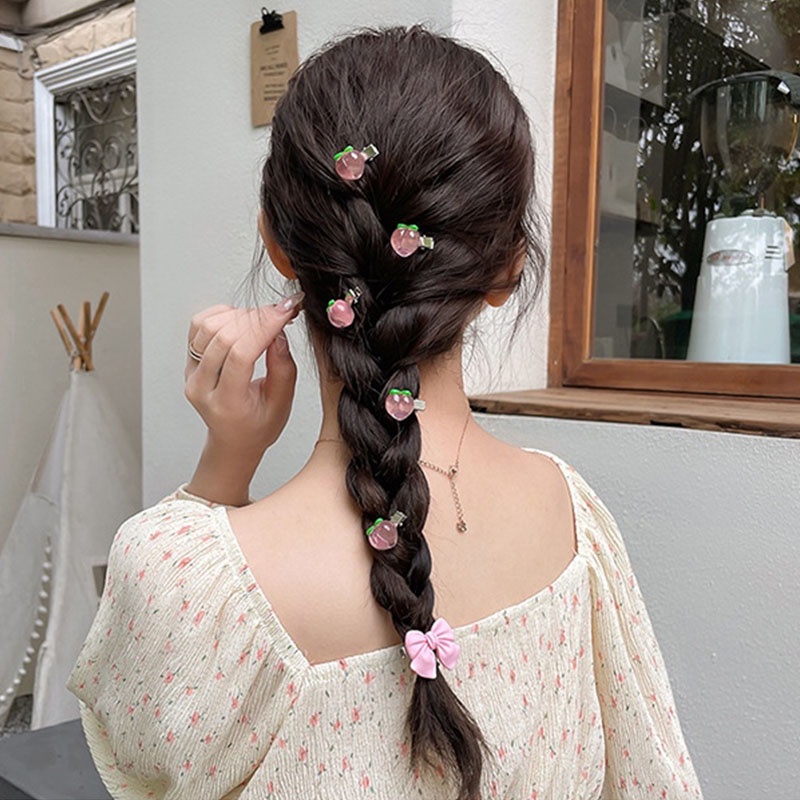 Kẹp Tóc Hình Nơ / Trái Tim Màu Hồng Thời Trang Hàn Quốc Cho Nữ