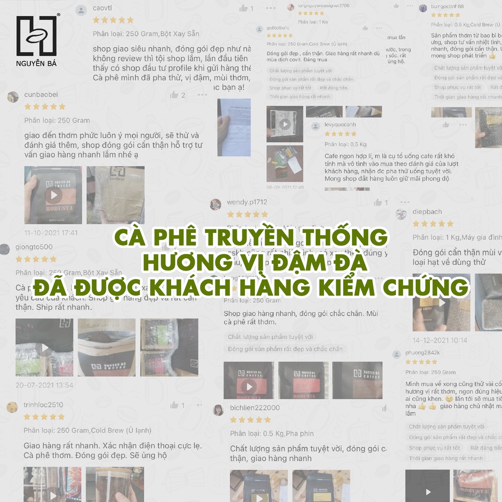 Cà phê nguyên chất pha phin BLEND 91 Nguyễn Bá Coffee - Cafe rang xay nguyên chất vị đắng nhẹ hậu ngọt hương thơm