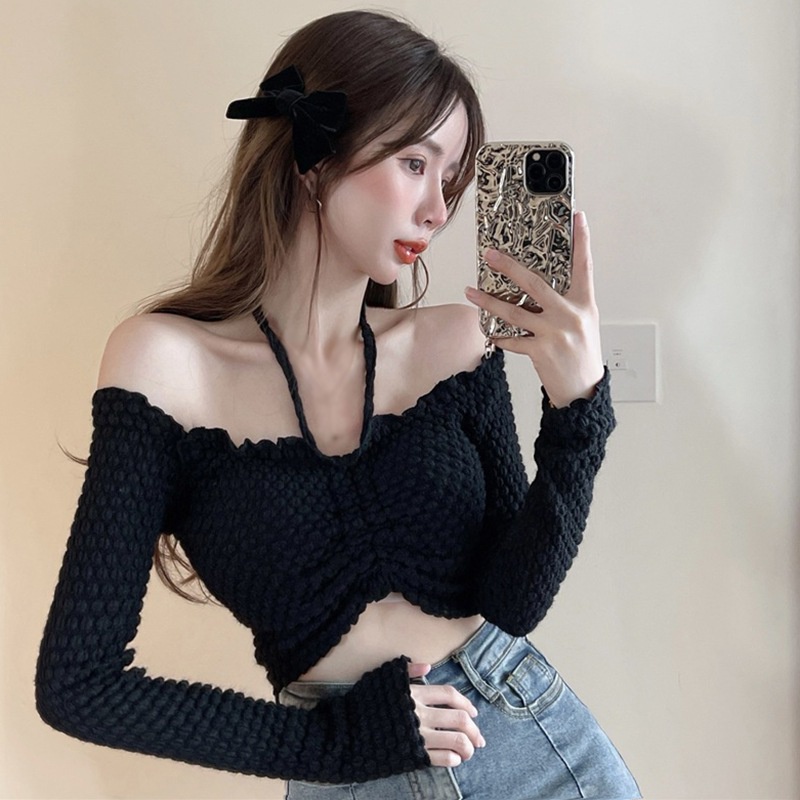 Áo thun tay dài trễ vai thời trang thanh lịch cho nữ