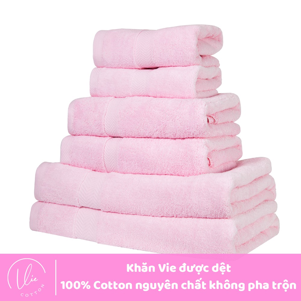 Set 2 khăn mặt cao cấp Viecotton siêu dày siêu thấm hút - Cam kết giao đúng màu