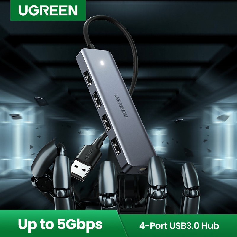 Bộ chia USB 1 ra 4 cổng USB 3.0 Cao Cấp Ugreen 50985 Chính Hãng CM129 (có cổng trợ nguồn Micro usb)