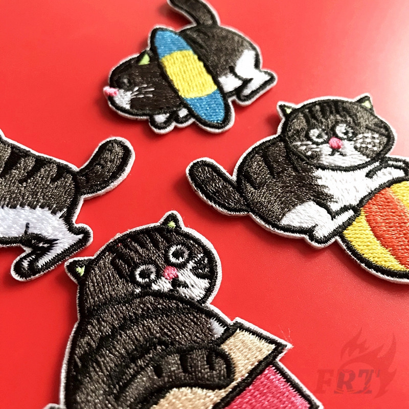 Set 1 / 4 Miếng Vá Nhiệt Dùng Để Trang Trí Áo Quần Hình Mèo Xinh Xắn
