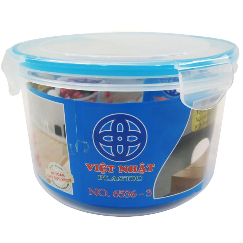 Bộ 3 hộp lạnh tròn Việt  - Bộ 3 hộp nhựa bảo quản thực phẩm Việt Nhật hộp tròn có nắp gài đựng thức ăn an toàn tiện dụng