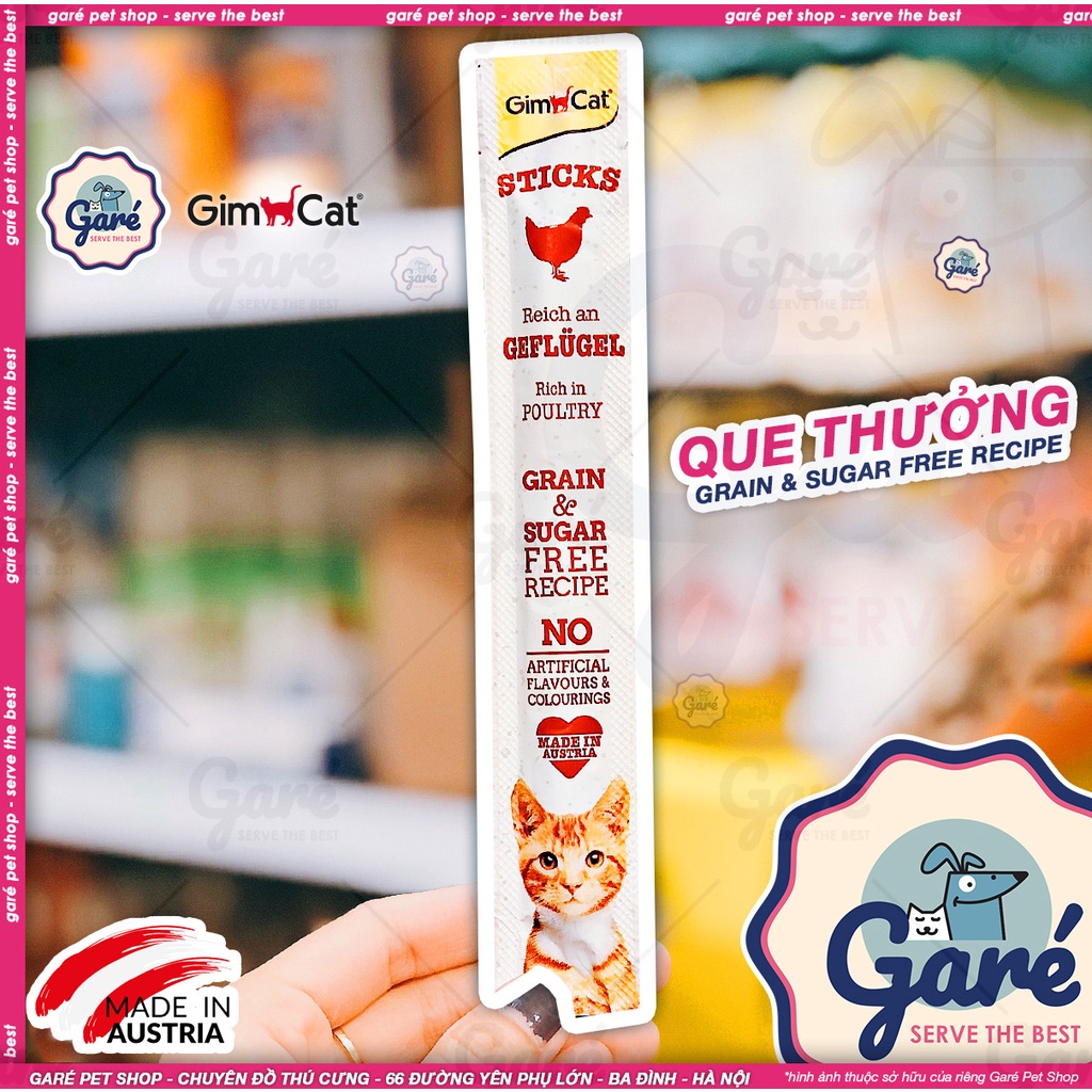 Que thưởng GimCat Stick dành cho Mèo ăn vặt 2 hương vị sản xuất tại Áo Garé Pet Shop