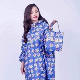 Áo Mưa Vải Dù bít hoa văn/ caro  TRÚC SEN Vải Dù Chống Thấm
