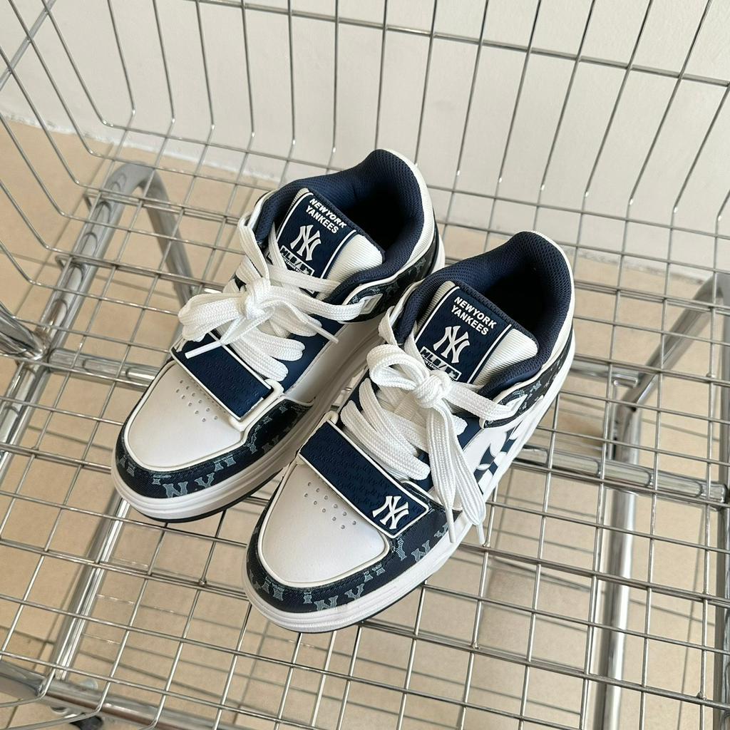 Giày MLB Chunky Liner Mid Denim NY Yankees Sox xanh chính hãng