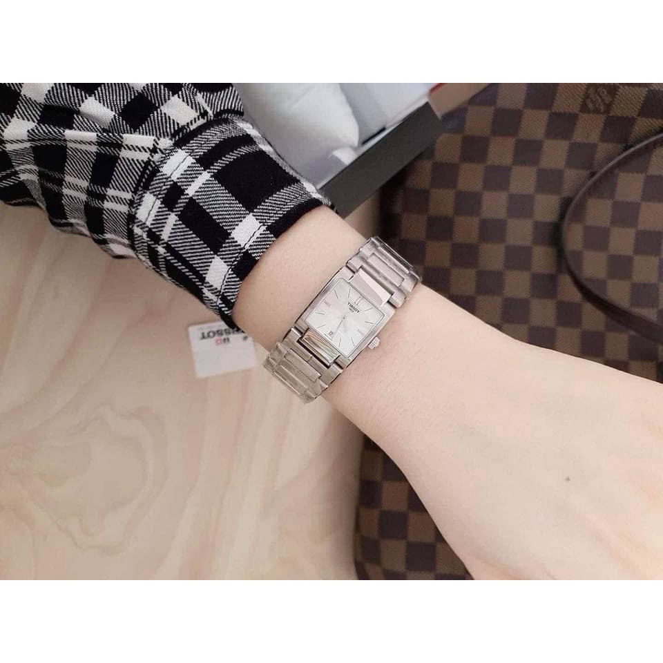 Đồng hồ nữ Tissot T0903101111100 mặt vuông , dây kim loại, mặt khảm trai trắng Full Box ⚜️Hàng Authentic⚜️
