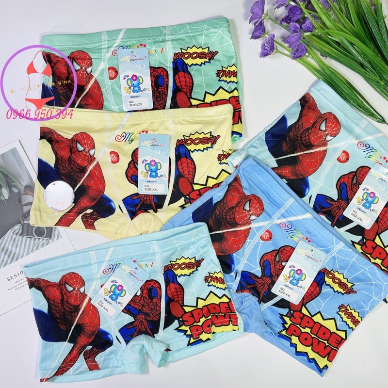 Set 10 quần lót bé trai in 3D siêu nhân cotton dạng đùi