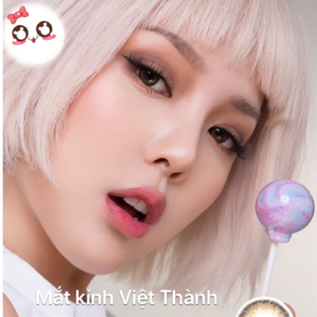 giá 1 cặp Lens Nâu tựnhiên 14.2mm có LỆCH ĐỘ sẵn 0-8 độ kính áp tròng cận chính hãng Hàn quốc D2081 brown