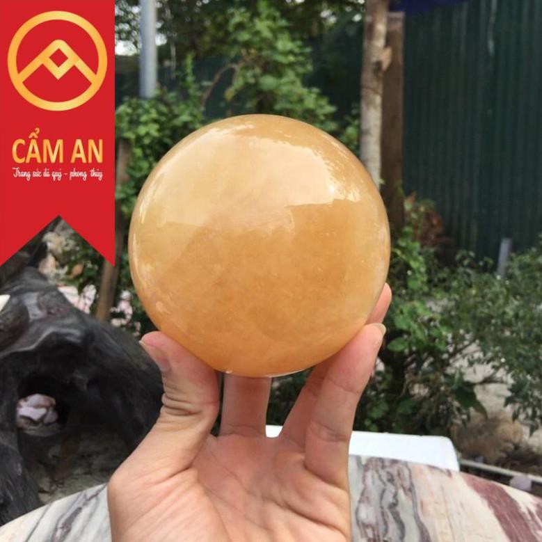 Quả Cầu Phong Thủy Đá Calcite , Đường Kính 10 - 12 cm - Tặng Đế Gỗ