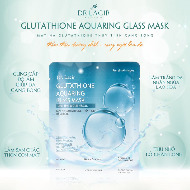 Mặt Nạ Thủy Tinh Hari store Mặt Nạ Dr lacir Glutathione Căng Bóng Dưỡng ẩm cho làn da luôn mềm mại mịn màng