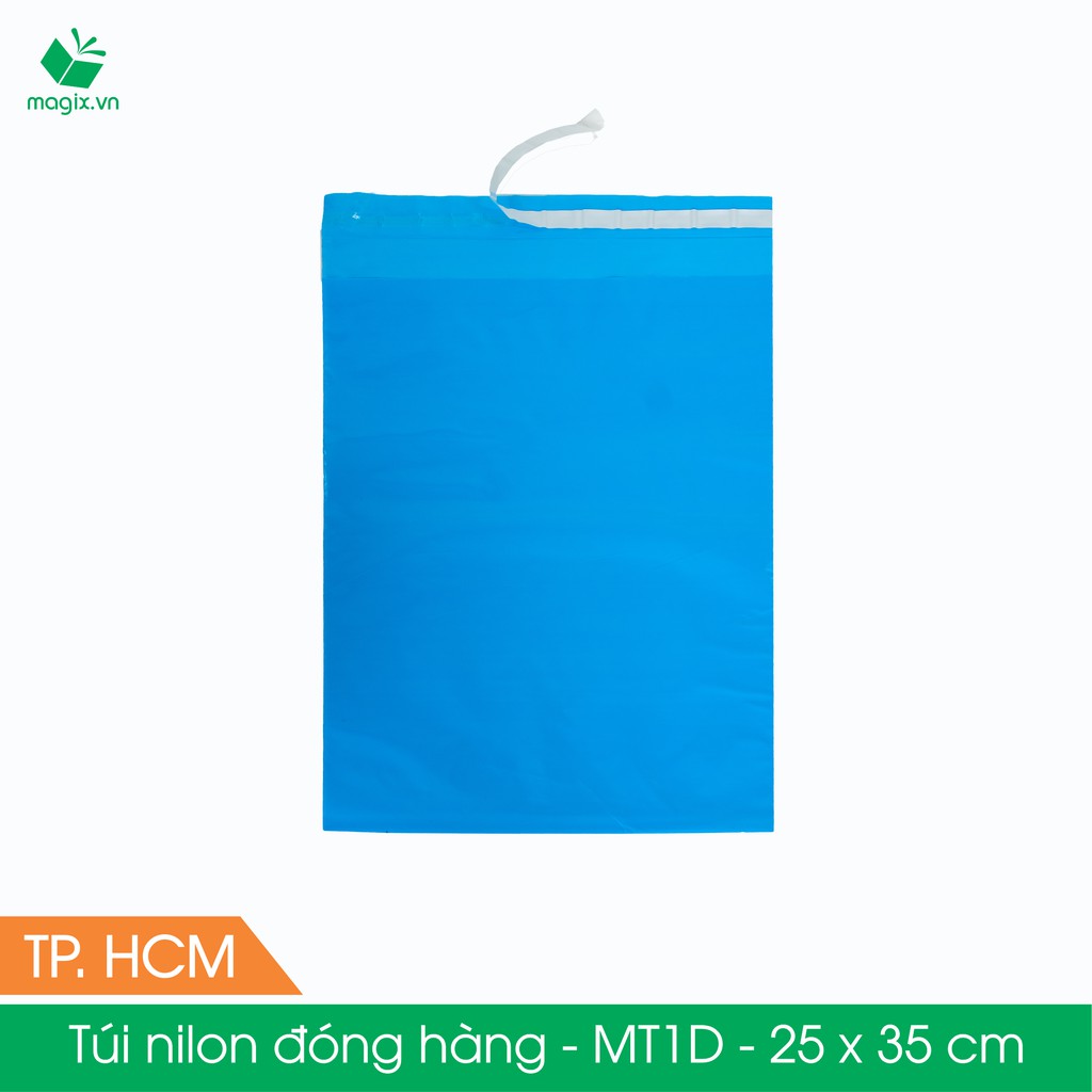 MT1D - 25x35 cm - Túi nilon gói hàng - 300 túi niêm phong đóng hàng màu xanh dương