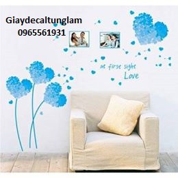 Decal dán tường hoa trái tim hồng AY7176