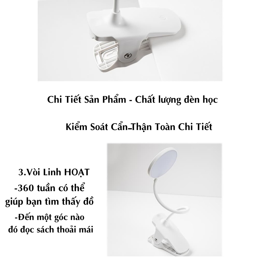 Đèn học để bàn , đèn học USB di động cao cấp kẹp bàn 3 chế độ ánh sáng bảo vệ mắt ATILA SHOP