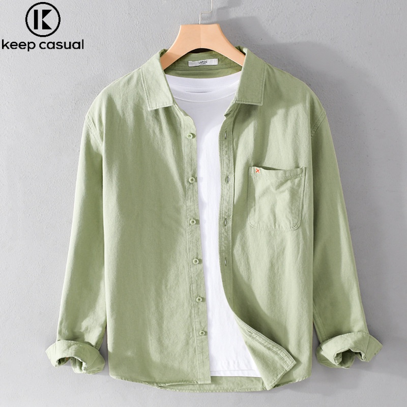 Áo Sơ Mi Cotton Tay Dài Đơn Giản Thời Trang Cho Nam