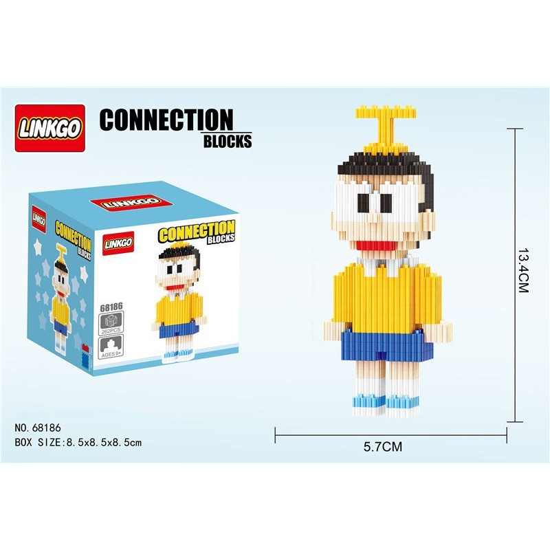 Xếp hình lego nanoblock doremon nobita seko suka chaien doremi  hãng linkgou lắp ráp nano block cho bé