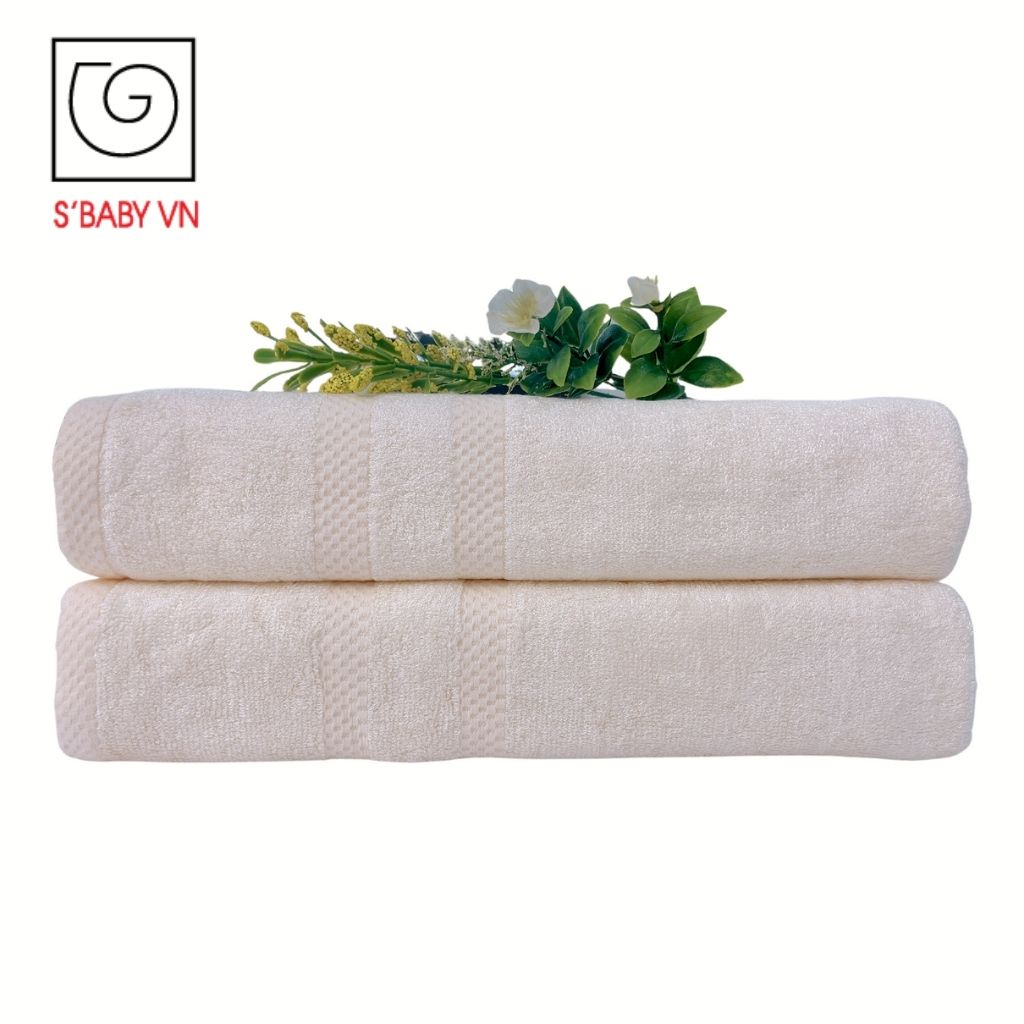 Combo 2 Khăn Tắm Sợi Tre Cao Cấp S'BABY 60x120cm Theo Tiêu Chuẩn Xuất Nhật, An Toàn Cho Da - CB000010