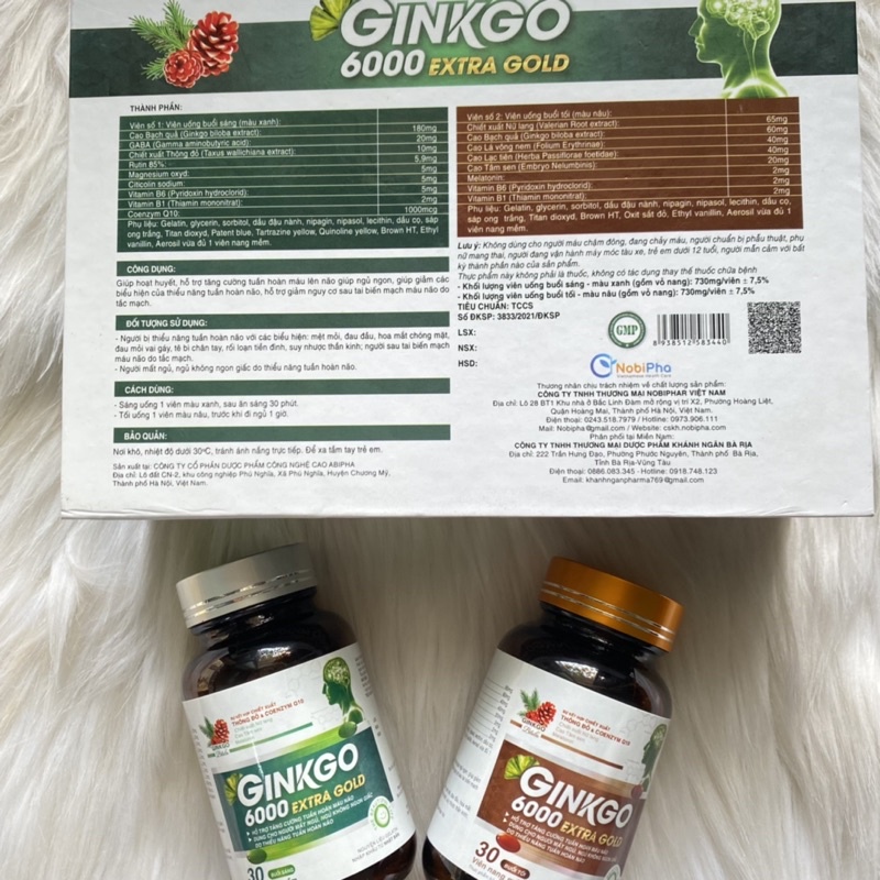 GINKGO 6000 Extra Gold - Ginkgo biloba hỗ trợ tăng cường tuần hoàn máu não - Cải thiện tình trạng mất ngủ