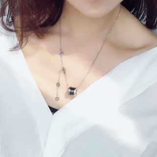 vòng cổ Thép Titan Mặt Gốm Sứ Màu Đen / Vàng Hồng Đơn Giản Phong Cách Hàn Quốc Cho Nam Và Nữ