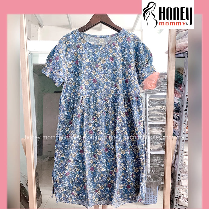 Váy Bầu Mùa Hè Hoa Nhí Cổ Tròn Dáng Babydoll Xinh Xắn Thanh Lý Giá Rẻ Honey Mommy