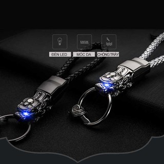 Móc khoá ô tô đầu lân phong thuỷ có đèn led MK197
