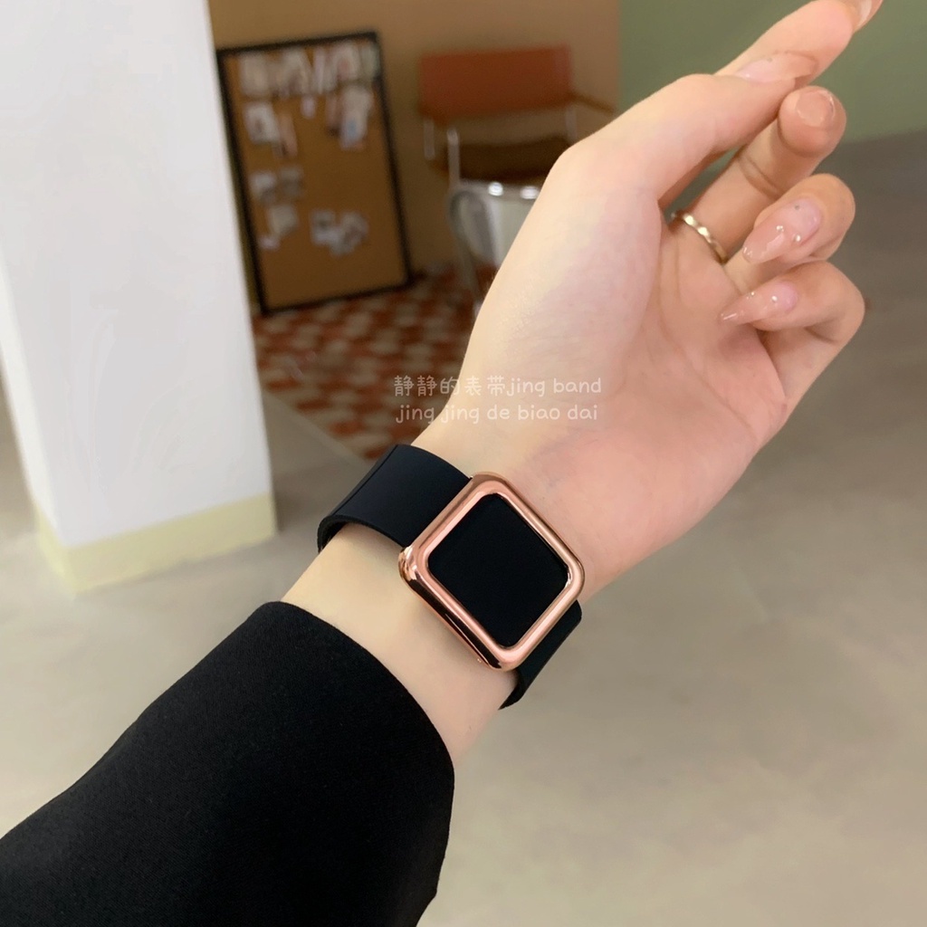 Dây Đeo Cao Su Mềm Khóa Kim Loại Từ Tính 38mm Cho Đồng Hồ A watch Series 8 7 6 5 4 3 SE 21 41mm 45mm 44mm 40mm 42mm