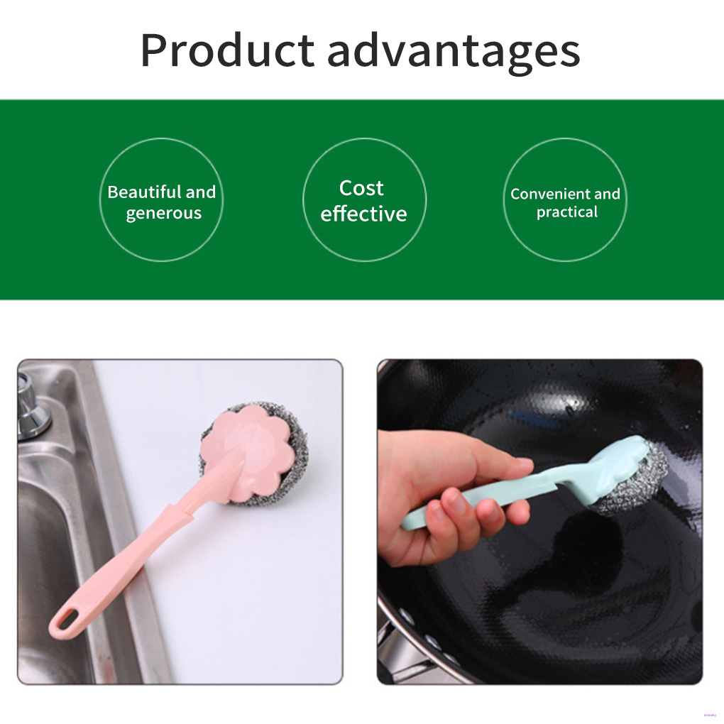 Bàn chải đánh bóng chà rửa chảo phụ kiện làm sạch các dụng cụ nấu bếp màu sắc ngẫu nhiên