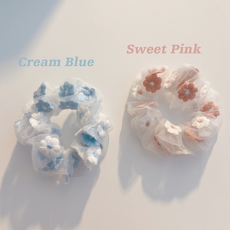 Dây buộc tóc scrunchies dễ thương cho nữ phong cách Hàn Quốc