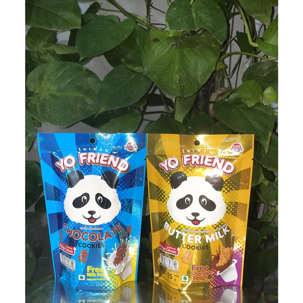 Bánh Gấu Thái Lan Yo Friend Vị Kem Bơ Chấm Kem Sôcôla Chocolate (Gói 25g-vàng)