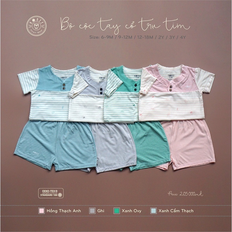 Hrnee Bộ cộc tay cổ trụ tim