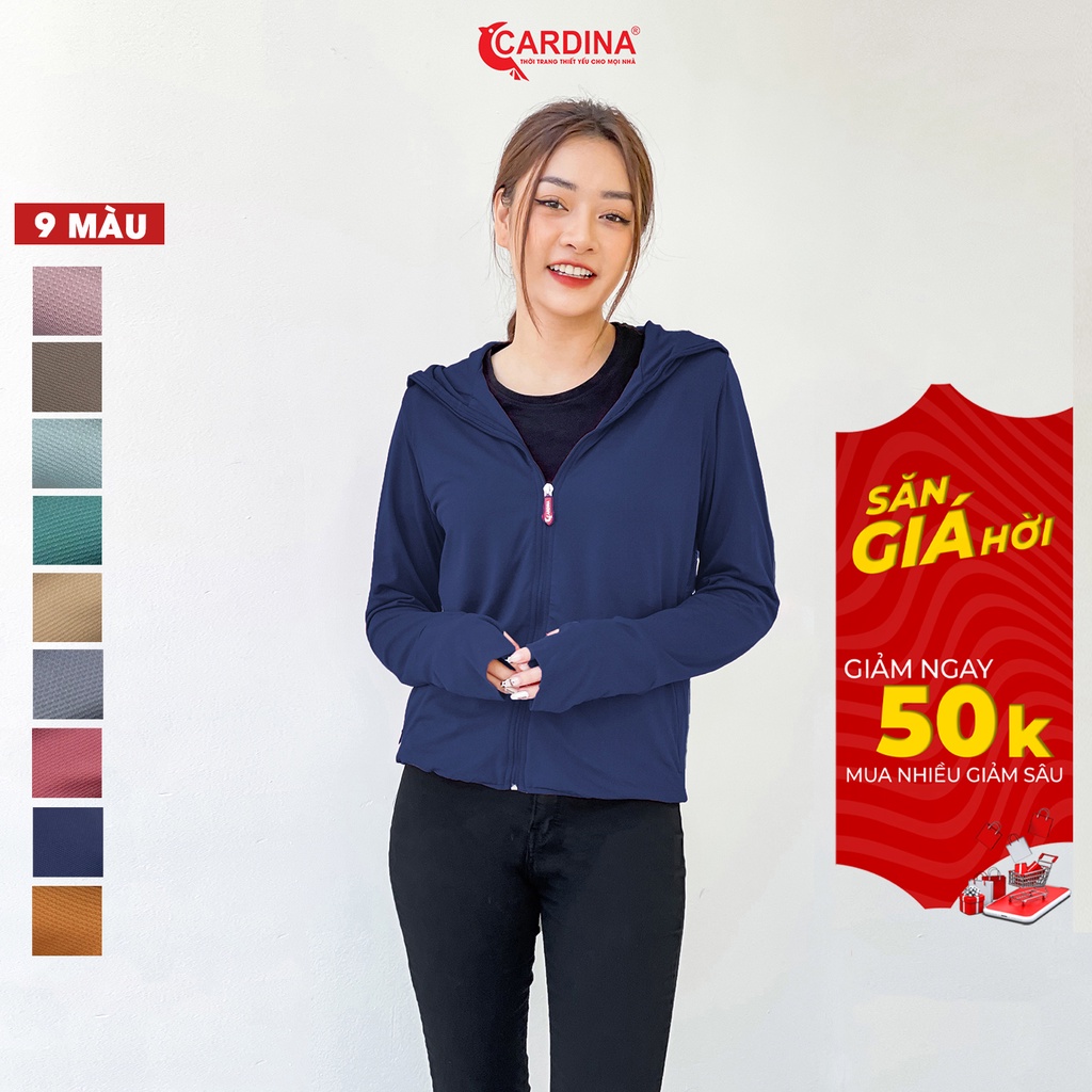 Áo Chống Nắng Nữ 𝐂𝐀𝐑𝐃𝐈𝐍𝐀 2 Lớp Chất Thun Lạnh Nhật Cao Cấp Chống Tia UV 2NF2