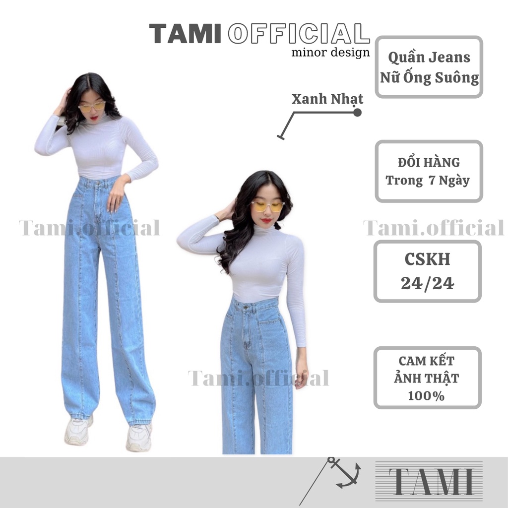 Quần Jeans NỮ ỐNG SUÔNG Túi Kểu May Chỉ Nổi Đáy Cao Siêu HÁCH DÁNG [ Tami Official ] | BigBuy360 - bigbuy360.vn