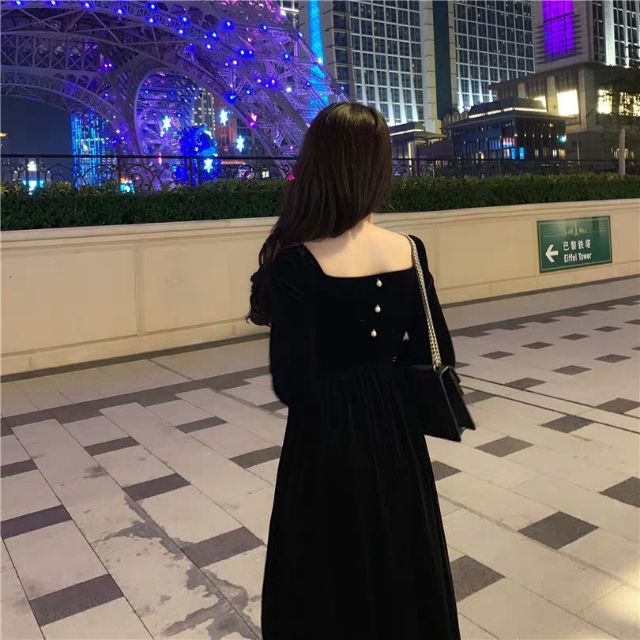 Đầm maxi nhung mặc được 2 Kiểu