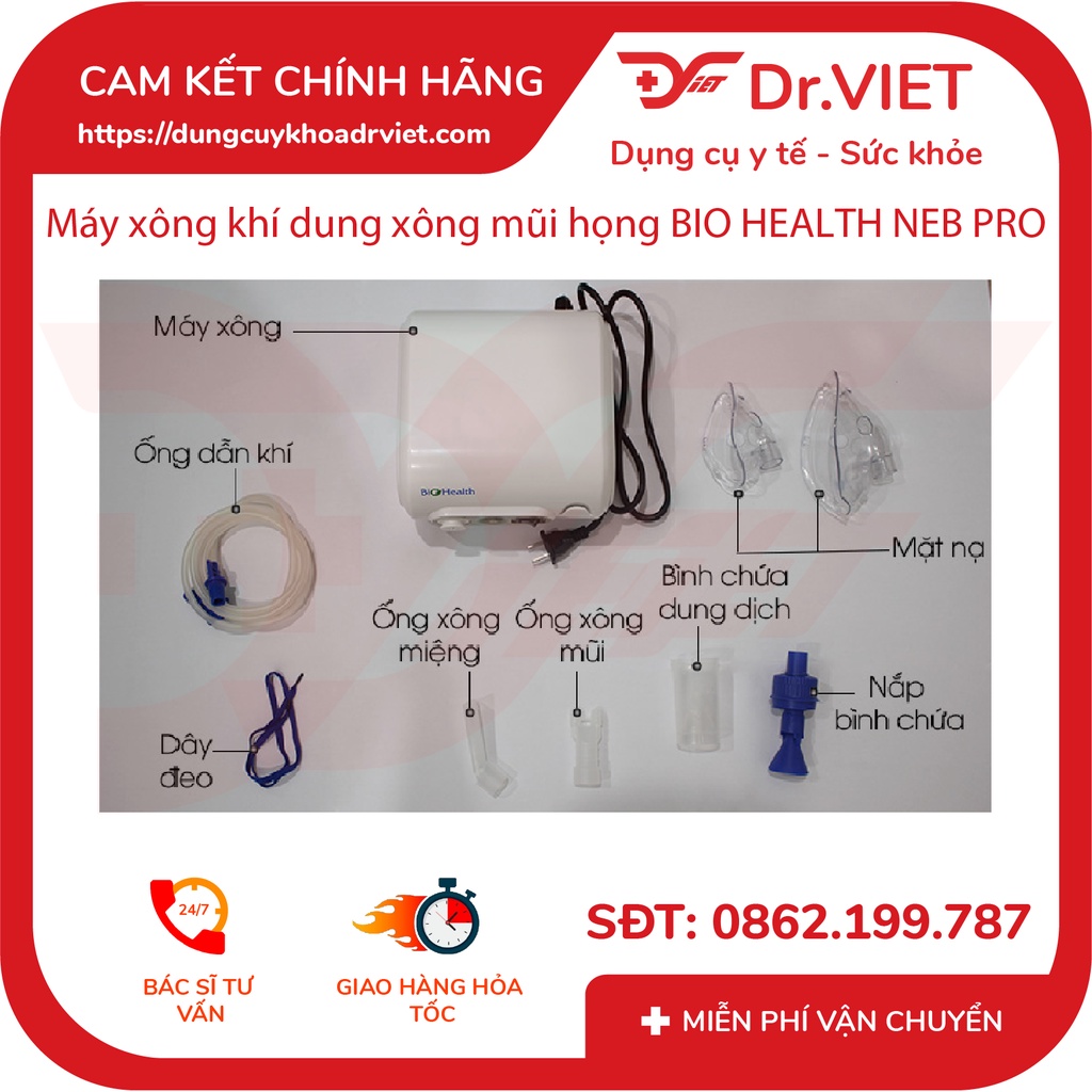 MÁY XÔNG KHÍ DUNG BIOHEALTH NEBPRO (DÙNG CHO MỌI ĐỐI TƯỢNG, SỬ DỤNG ĐƠN GIẢN, DỄ CHỊU CHO ĐƯỜNG THỞ) - DRVIET