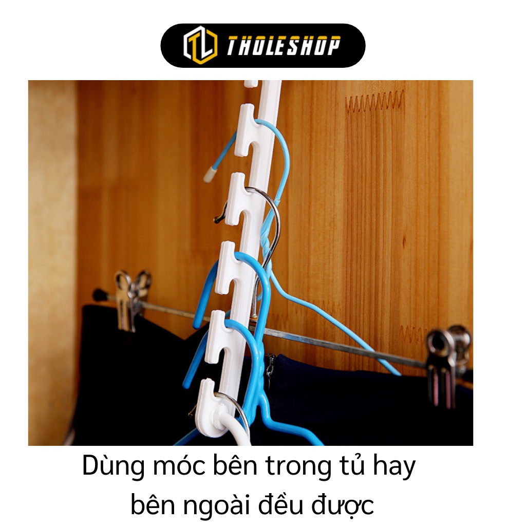 Móc Quần Áo - Hộp 8 Móc Treo 5 Lỗ Thông Minh Có Thể Xoay Ngang, Dọc Tiết Kiệm Không Gian 3335