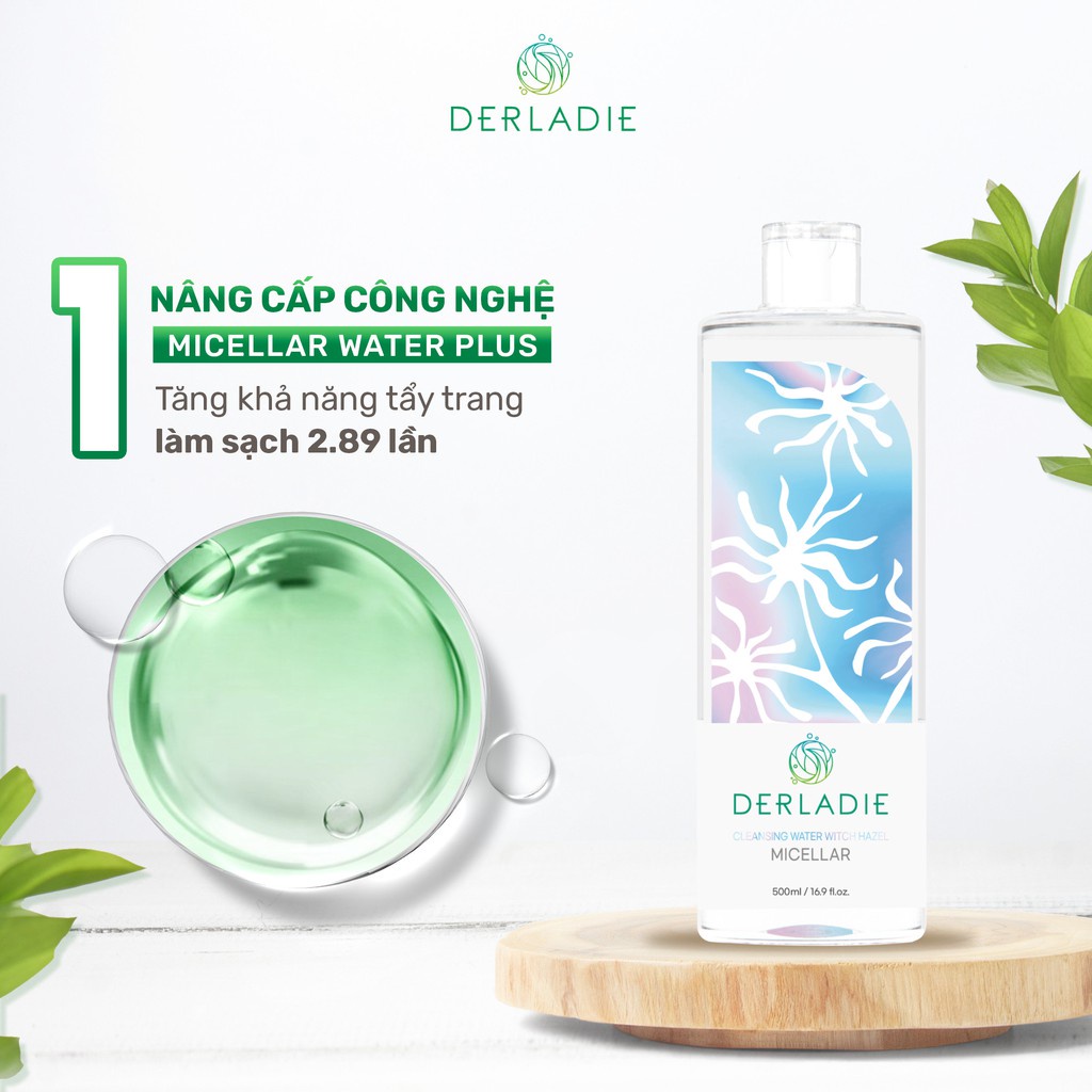 NƯỚC TẨY TRANG KHÁNG MỤN DERLADIE CLEANSING WATER WITCH HAZEL 500ML CHÍNH HÃNG - 8449