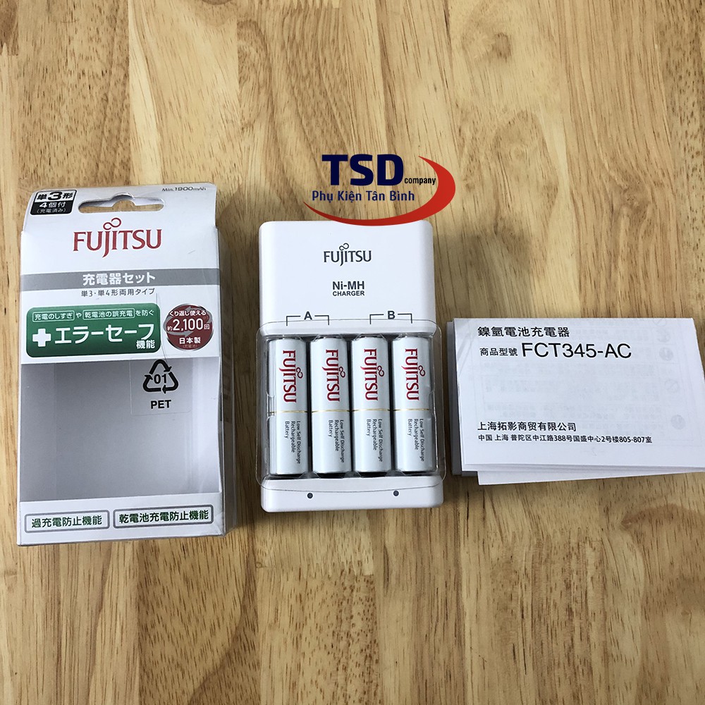 Bộ 4 Pin &amp; Sạc FUJITSU FCT345 Chính Hãng