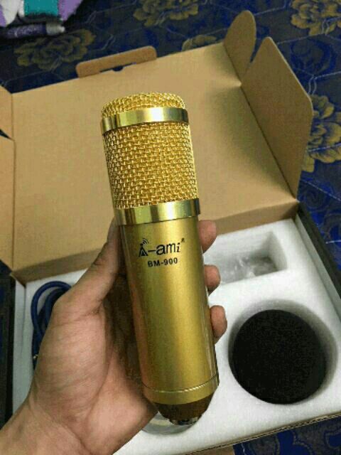 Combo trọn bộ livestream karaoke mic ami bm900 và sound card HF-5000 pro