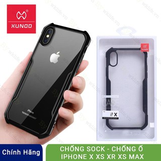 Ốp lưng XUNDD iPhone X/ XS mặt lưng trong suốt, viền cao su - Đen, Đỏ