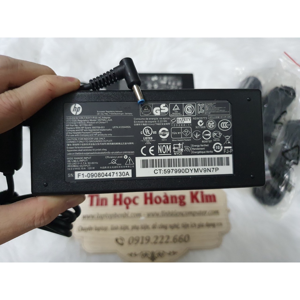 Sạc zin laptop HP 120w (19.5v6,15A) đầu kim nhỏ sạc zin theo máy laptop