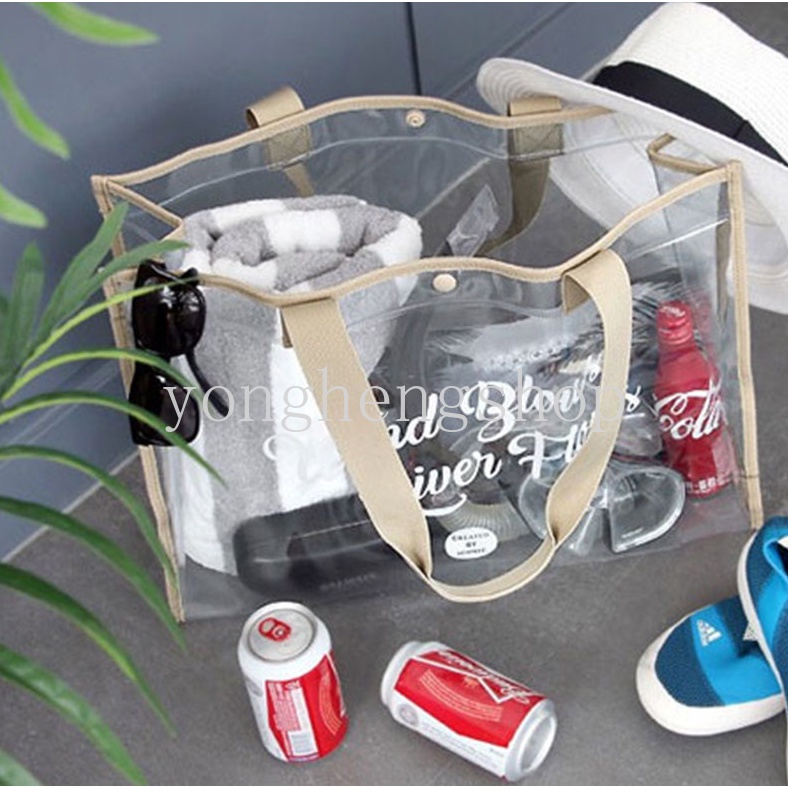 Túi Đi Bơi Trong Suốt Chống Thấm Nước Bằng PVC Sức Chứa Lớn Thời Trang