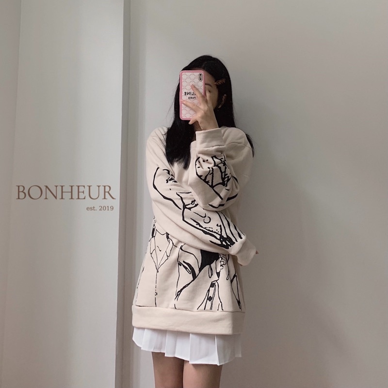 Áo nỉ in hình Trendy cô gái sweatshirt nữ dài tay cổ tròn sang chảnh style ulzzang | BigBuy360 - bigbuy360.vn