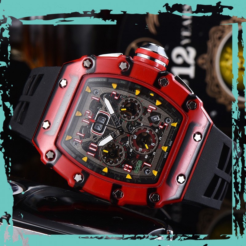 Đồng hồ Nam RM1103 Vỏ Sơn màu carbon Chronograph hoạt động Full Kim.