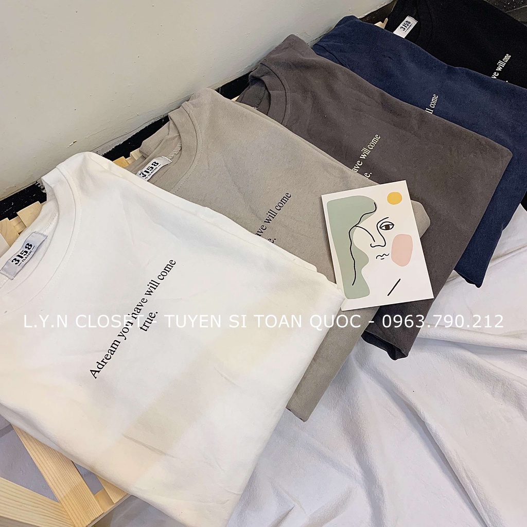 Áo thun 3158 dài tay in chữ ADREAM dáng unisex hàng Quảng Châu Lyn Closet A115L