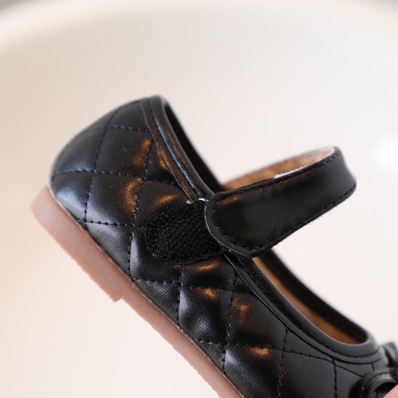 Giày Da Đế Mềm Màu Đen Phong Cách Công Chúa Cho Bé Gái