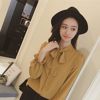 Sơ mi nữ tay dài cổ thắt nơ