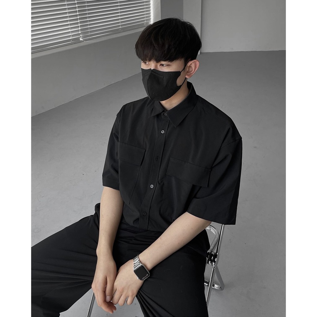 ÁO SƠ MI túi hộp CHUOT TRANG KKL /đen | BigBuy360 - bigbuy360.vn